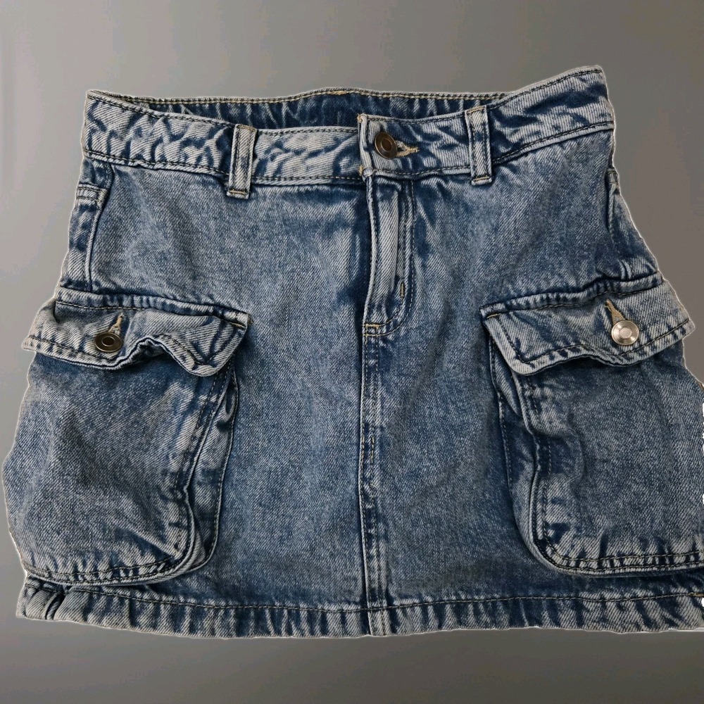 Wonder Nation Tween Girls Denim Cargo SkortDouble Sided Pockets , Size 10Years